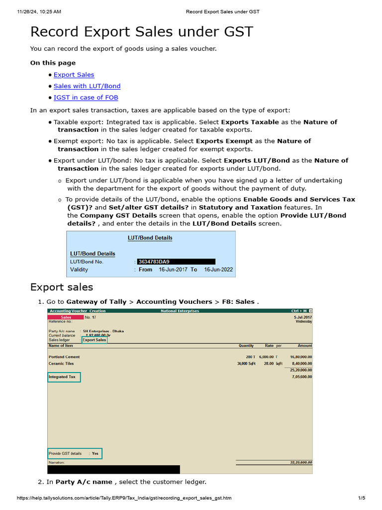 Recording Export Sales under GST | PDF | Value Added Tax | Taxes