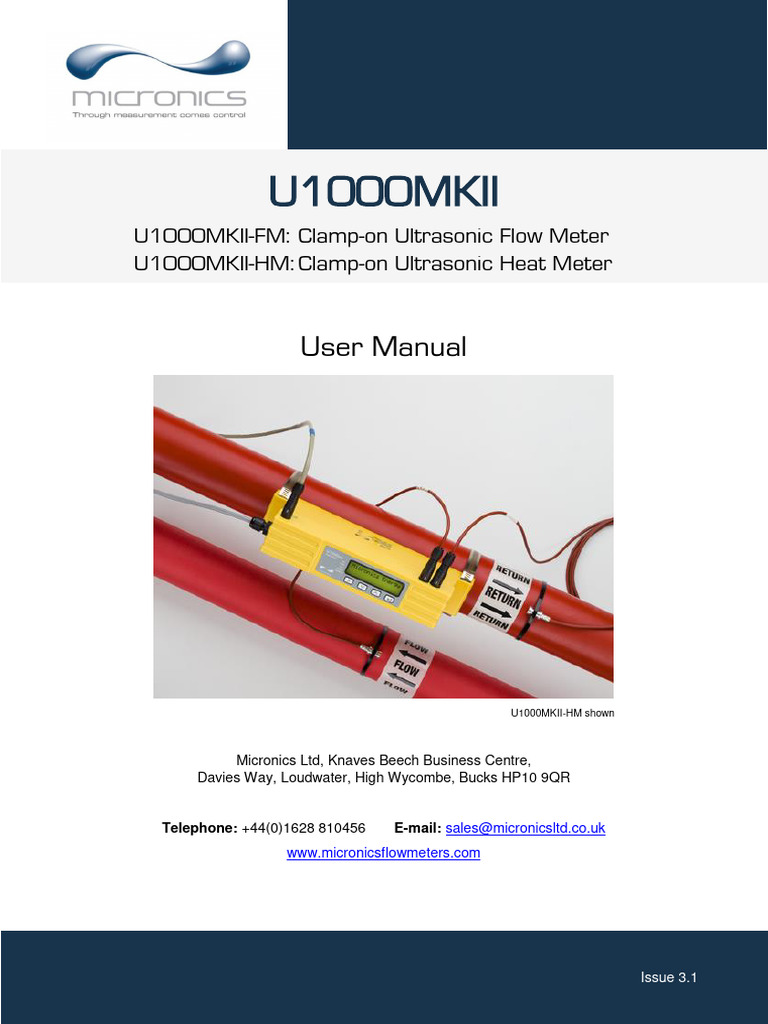 U1000MKII_Issue-3.1 | PDF | Electrical Connector | Flow Measurement