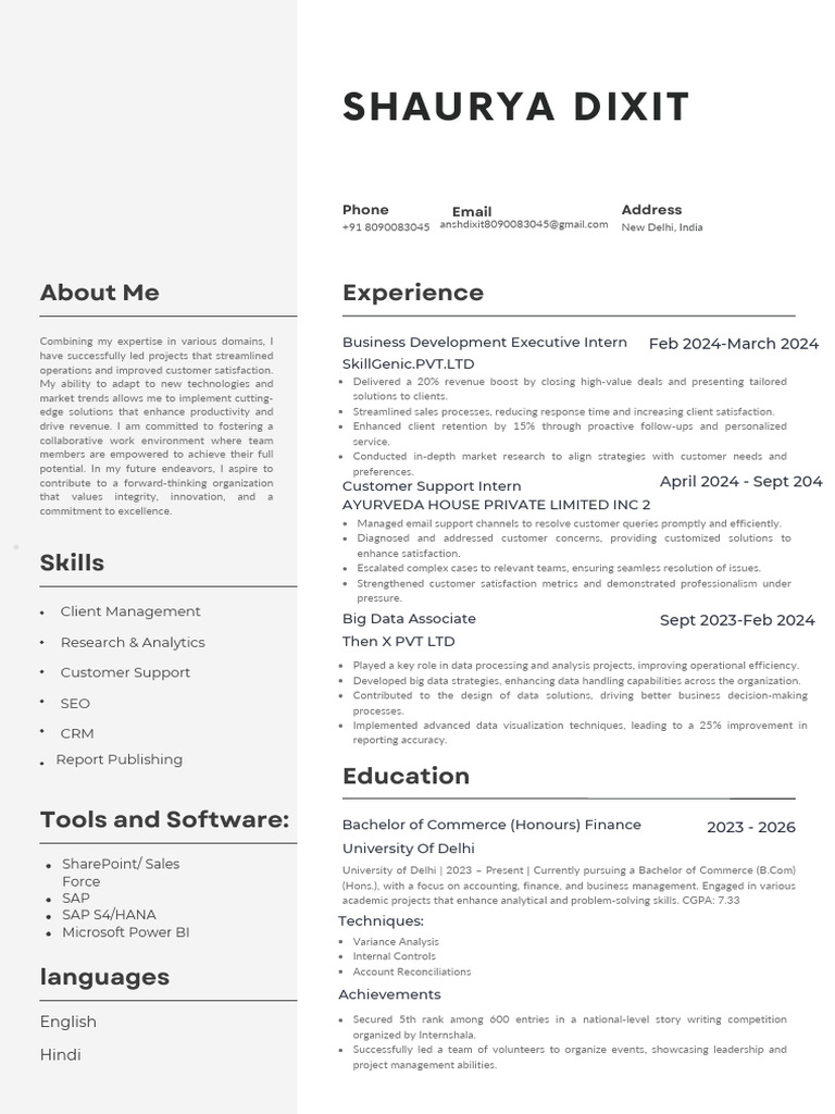 Professional Modern CV Resume | PDF | Big Data | Customer Relationship ...