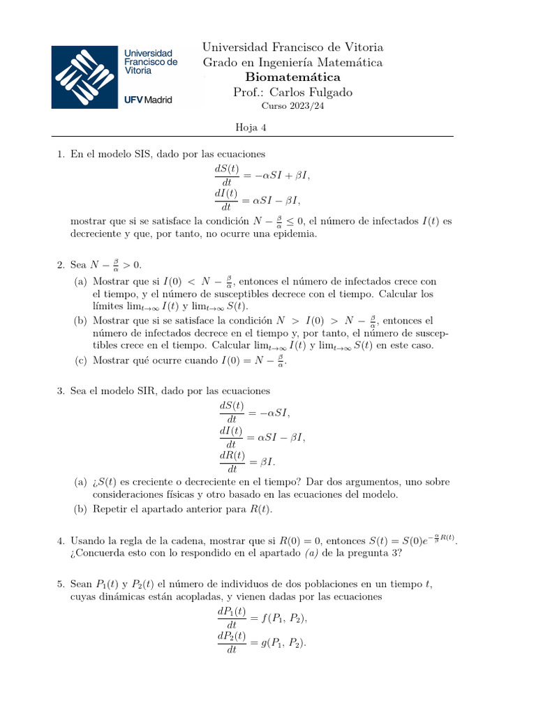 23 24 Biomatemática Hoja4 | PDF | Matemáticas Aplicadas | Matemáticas