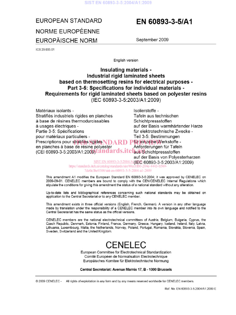 En 60893 3 5 2004 A1 2009 | PDF