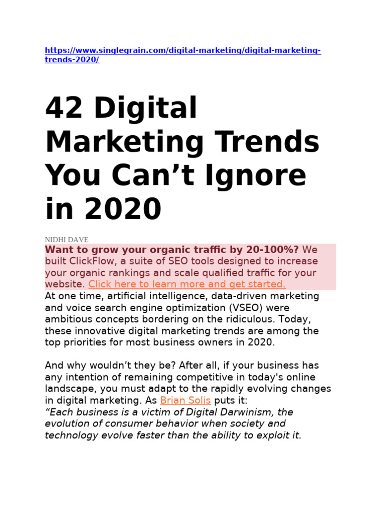 42 Digital Marketing Trends for 2020 | PDF | Augmented Reality | Search ...