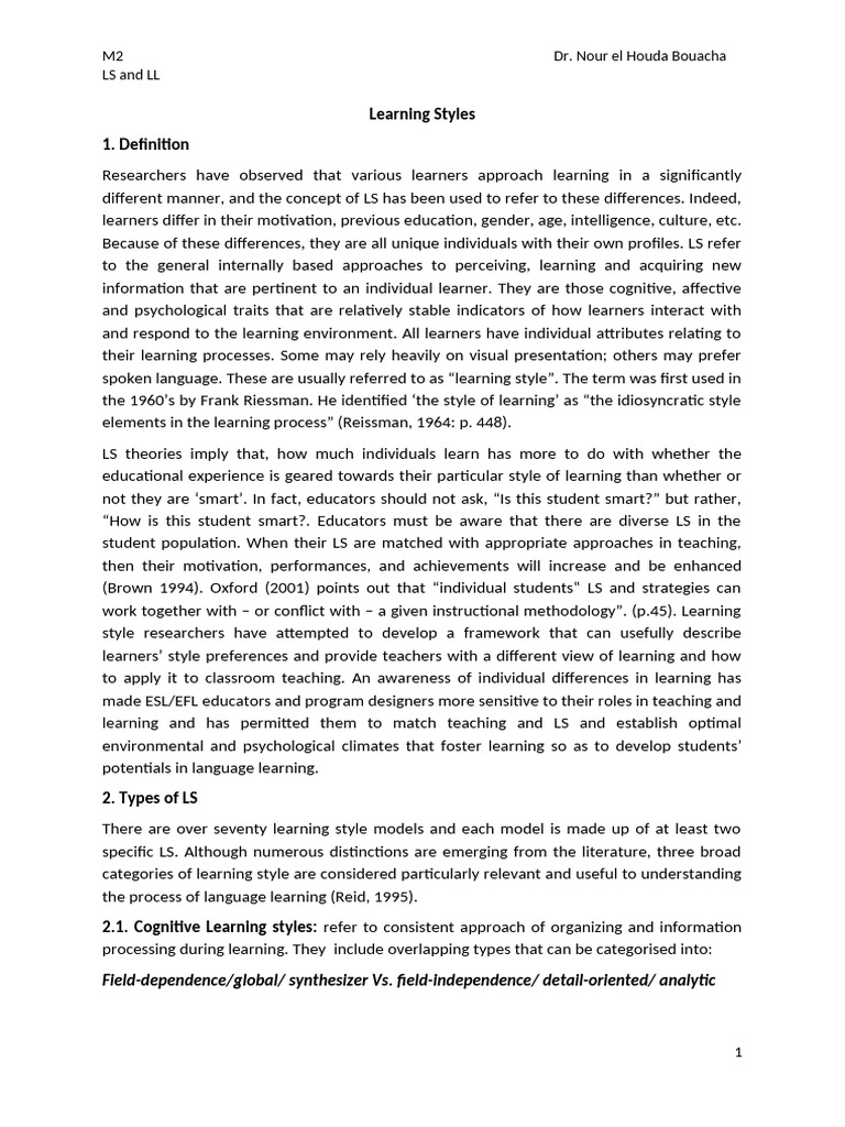 Understanding Learning Styles in Education | PDF | Learning Styles ...