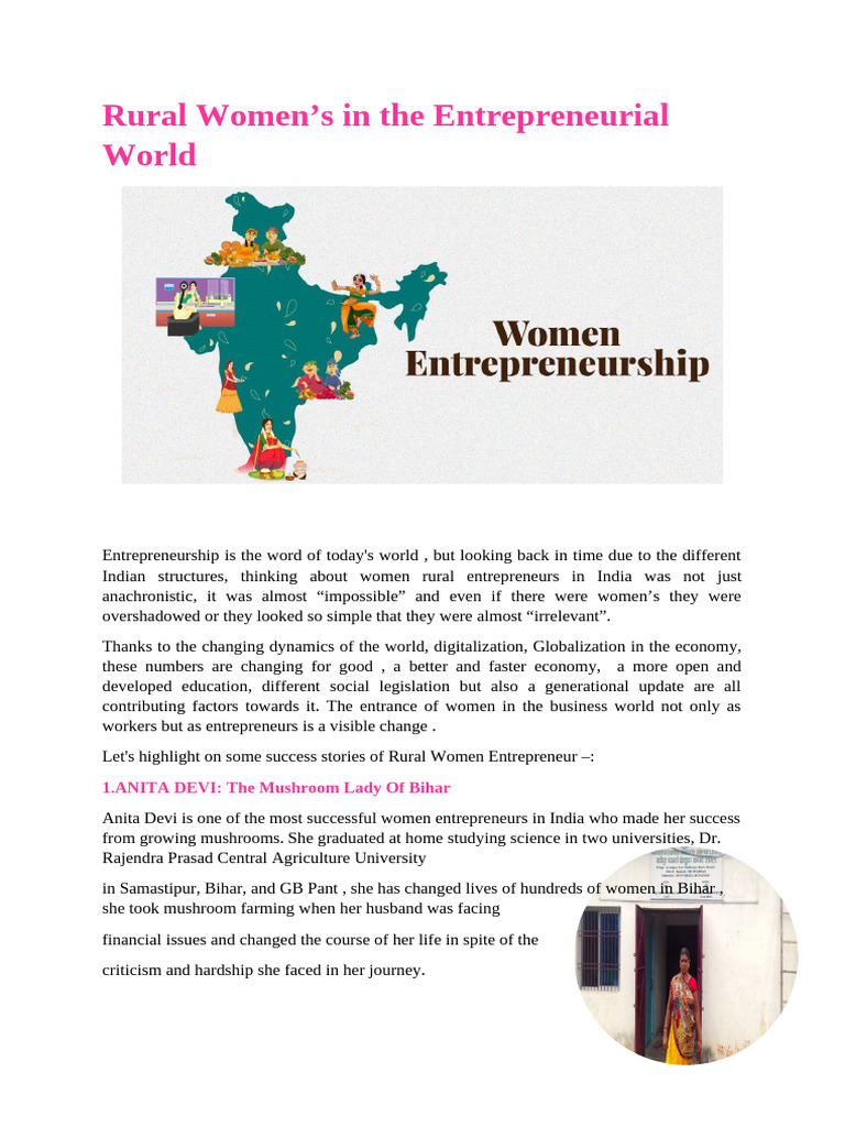Empowering Rural Women Entrepreneurs in India | PDF | Entrepreneurship ...