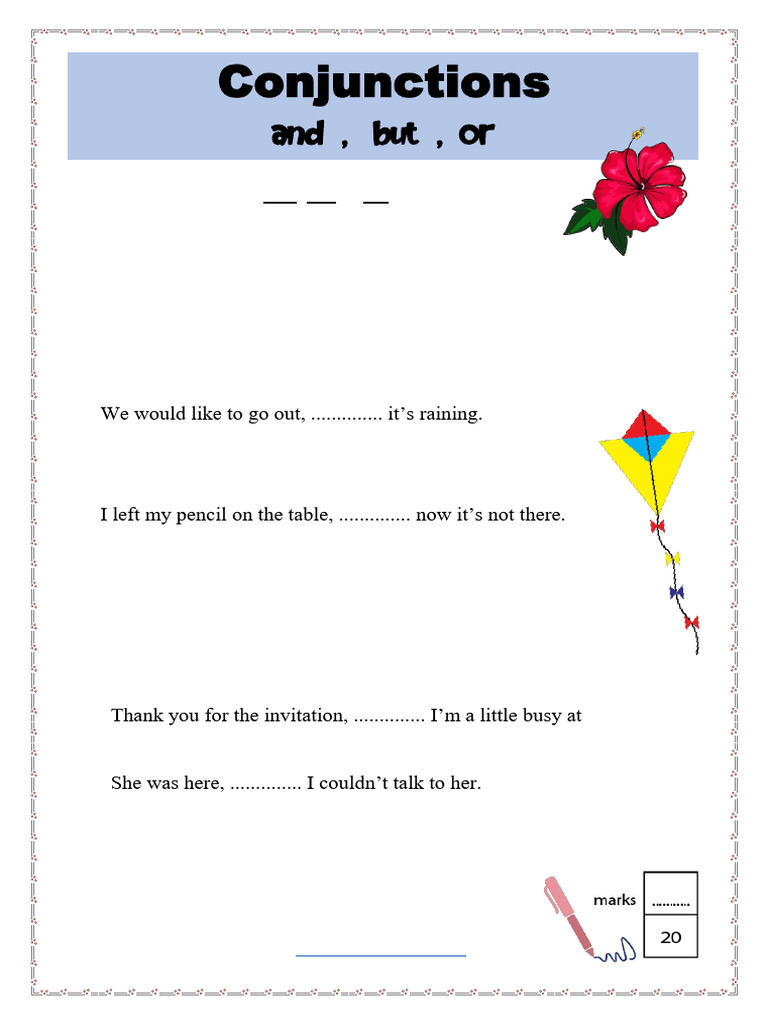 Conjunctions Practice: Fill in the Blanks | PDF