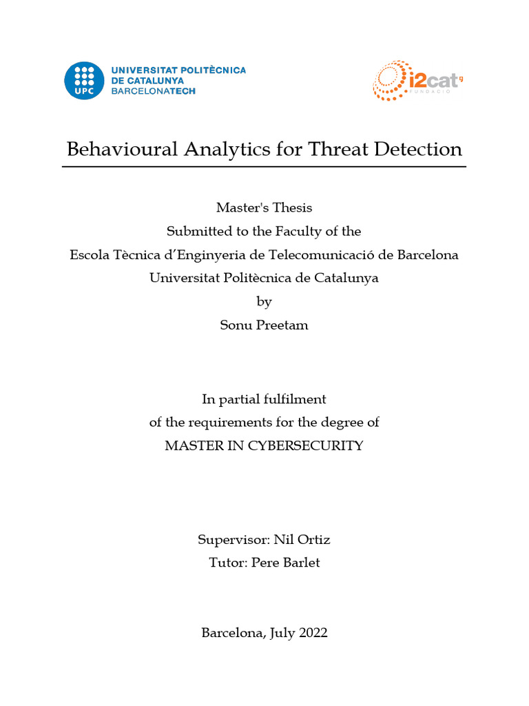 Visual Reference: Behavioral Analytics For Threat Detectionmasterthesis Pdf