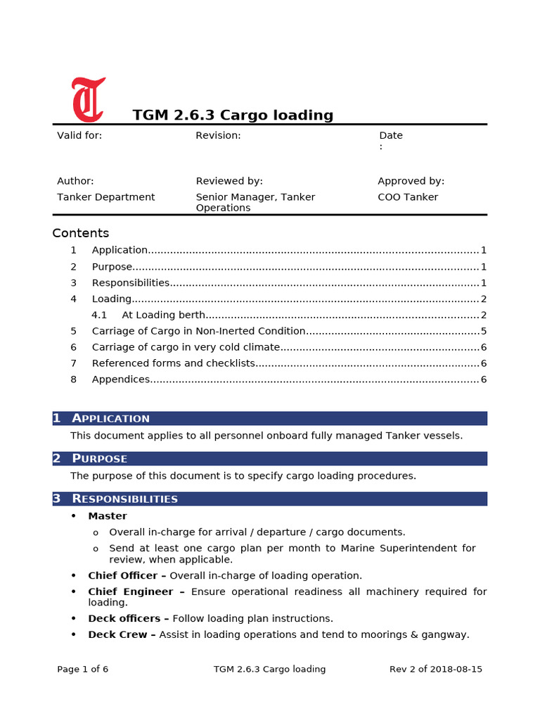 Cargo Loading Procedures for Tankers | PDF | Oil Tanker