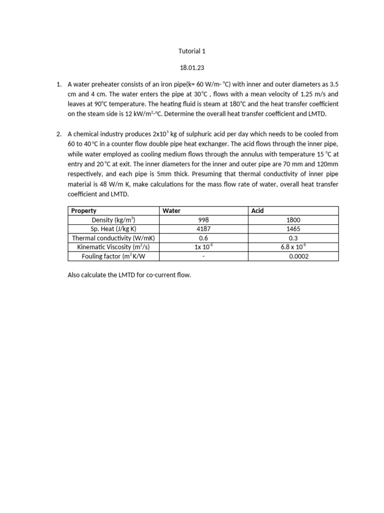 Heat Transfer in Pipe Heat Exchangers | PDF