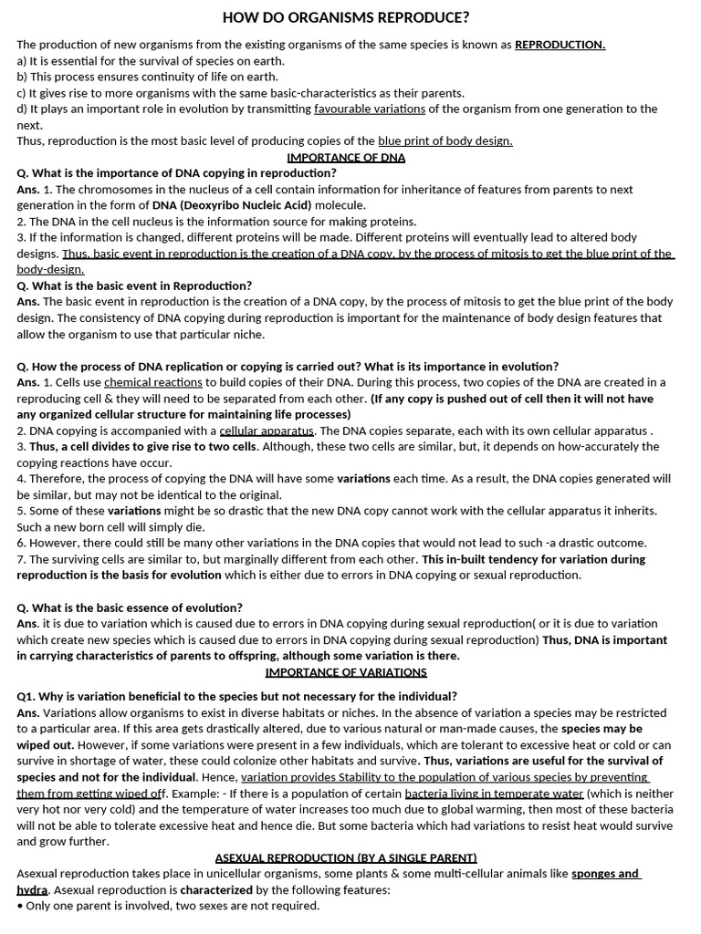 Notes Reproduction Grade X | PDF | Flowers | Sexual Reproduction