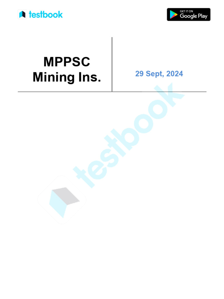 MPPSC Mining Inspector Previous Papers | PDF