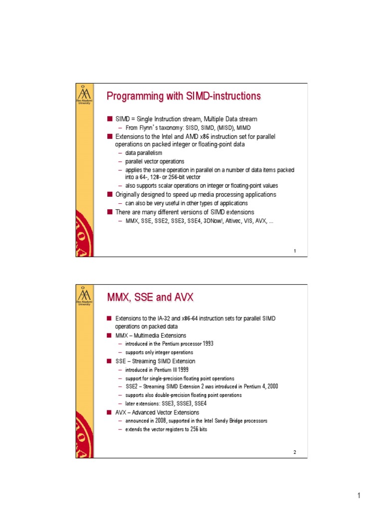 Programming With SIMD-instructions | PDF | Concurrent Computing | X86  Architecture