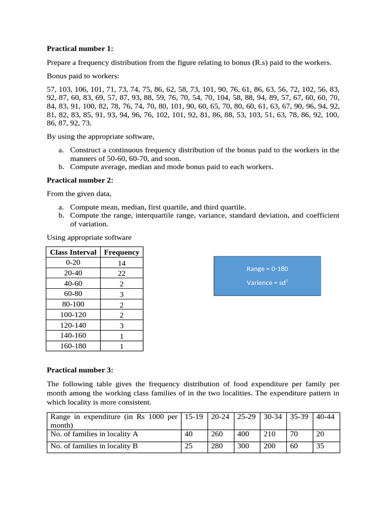 Frequency Distribution and Statistics Analysis | PDF