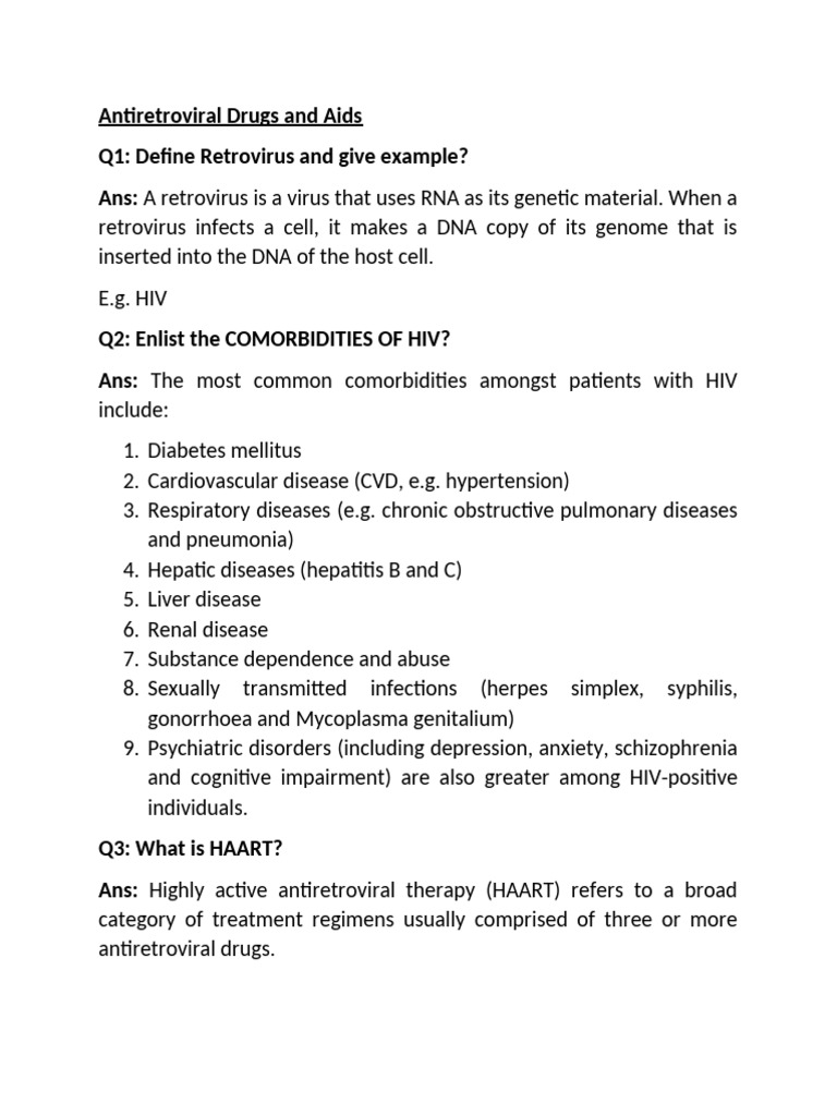 Antiretroviral Drugs and HIV/AIDS Overview | PDF | Management Of Hiv ...