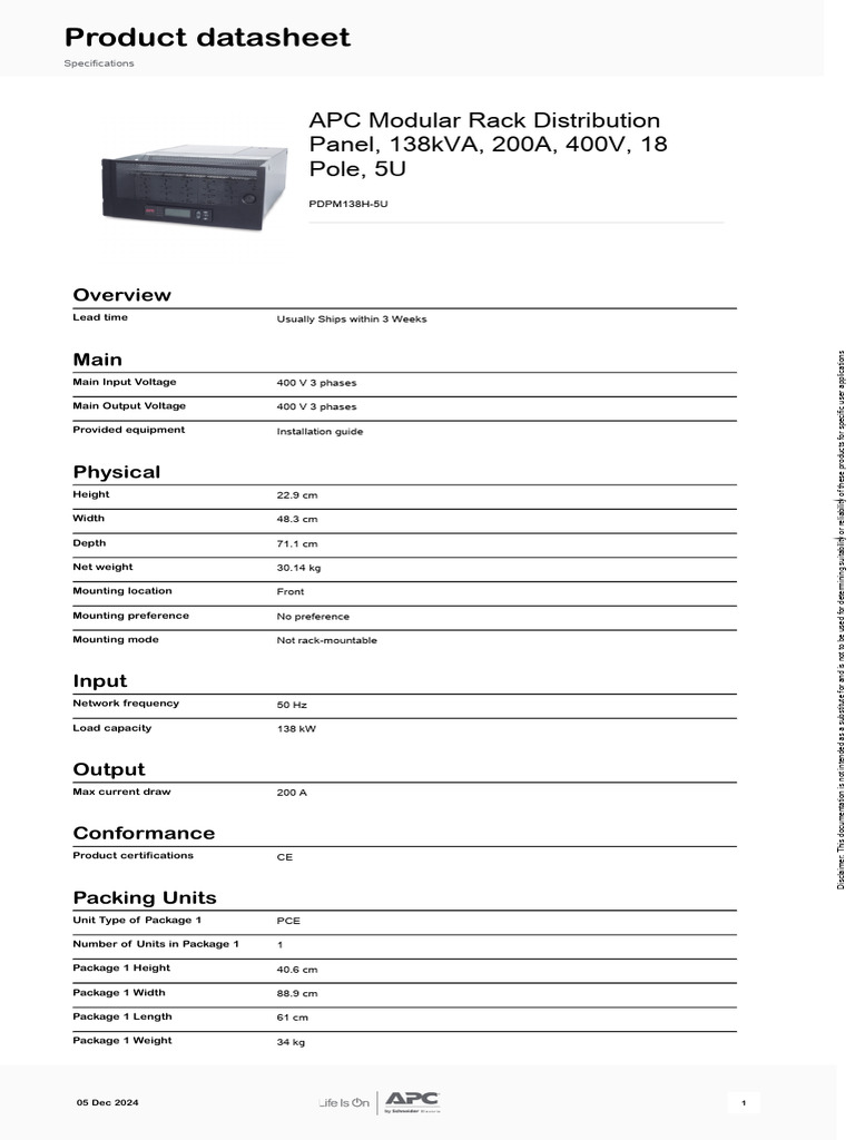 APC PDPM138H-5U Power Distribution | PDF | Electrical Engineering ...