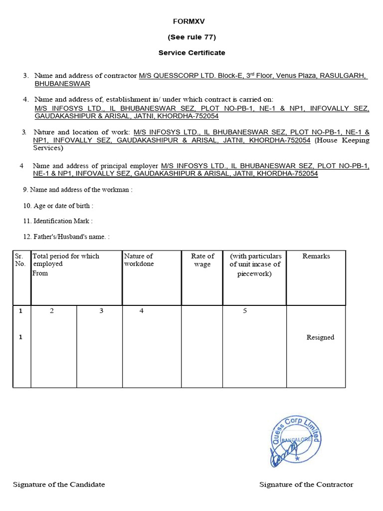 Service Certificate for Contractors | PDF | Labor | Business