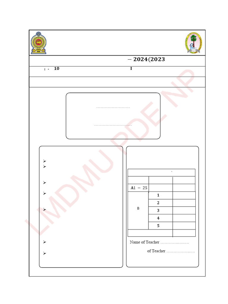 Grade 10 Math Exam Paper 2024 | PDF | Circle | Angle
