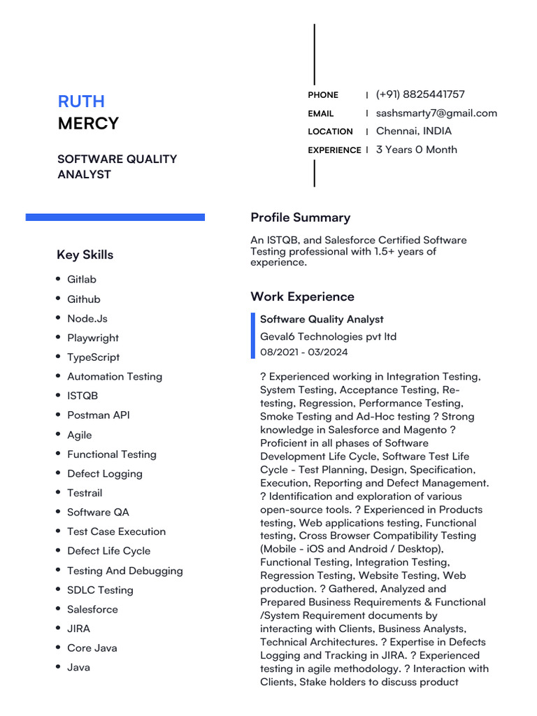 Naukri Ruth Mercy | PDF | Software Testing | Software Development Process