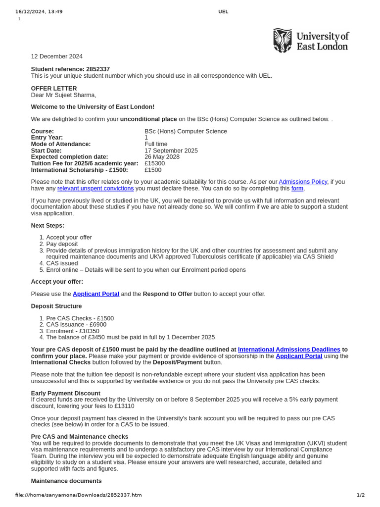 Offer Received 1734337209705 | PDF | Travel Visa | Banks