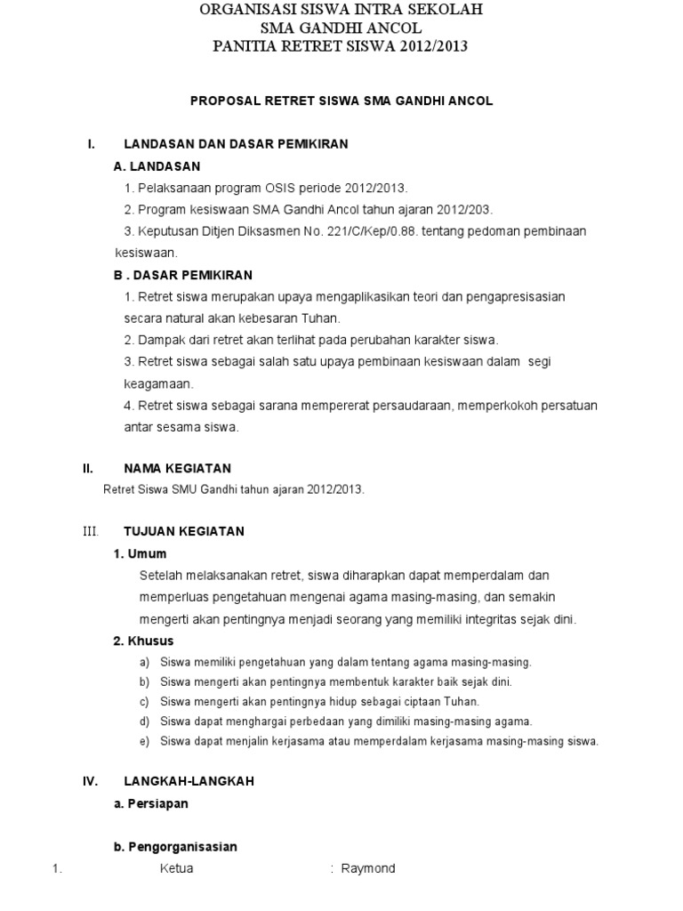 Proposal Retret