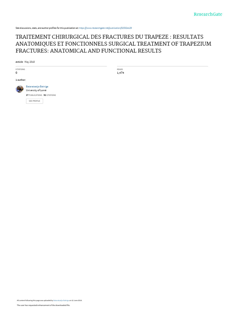 Traitement chirurgical des fractures du trapèze | PDF ...