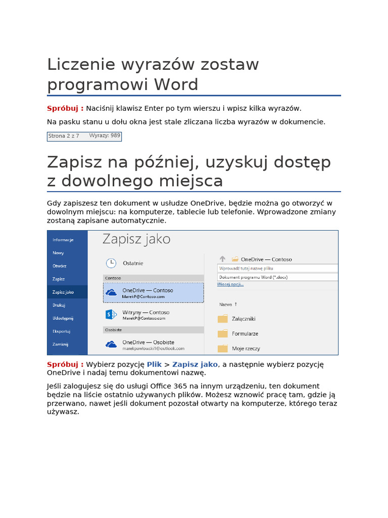 Liczenie wyrazów zostaw programowi Word | PDF