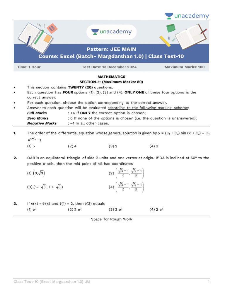 Mathematics - Excel Marg. 1.0 - CT-10 - (JM) - 13-12-2024 - SC | PDF