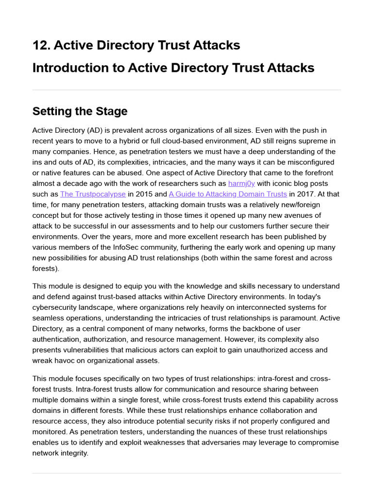 Active Directory Trust Attack Techniques | PDF | Active Directory ...