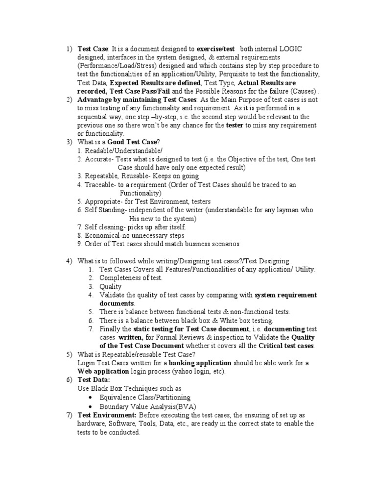 Recorded, Test Case Pass/Fail and The Possible Reasons For The Failure ...