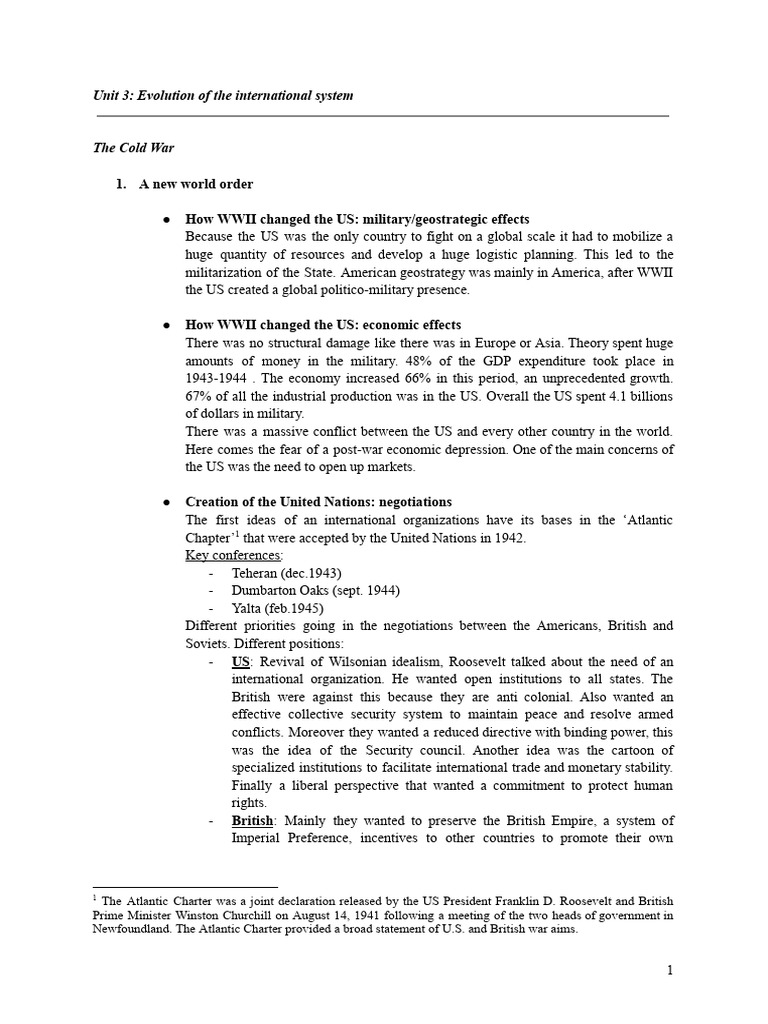 Unit 3 - Evolution of The International System | PDF | Intercontinental ...
