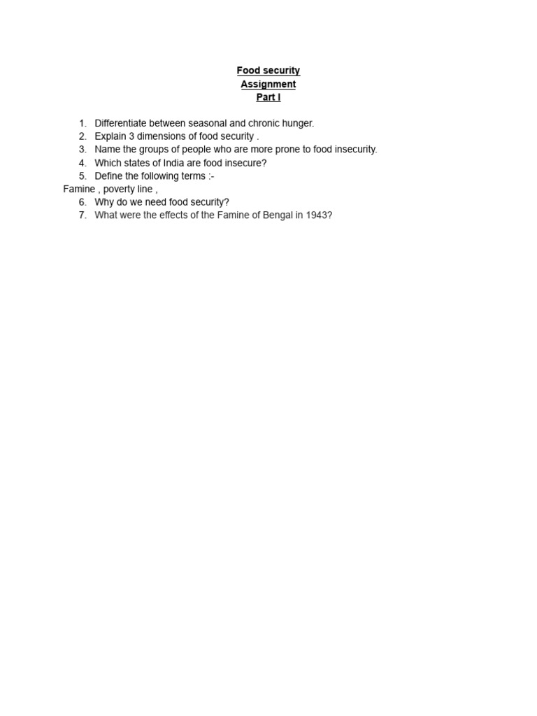 Understanding Food Security Issues | PDF