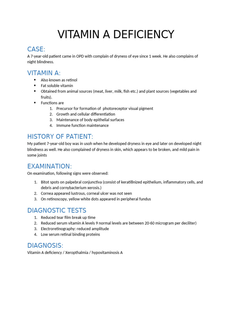 Vitamin A Deficiency in Children | PDF | Vitamin A | Medical Specialties