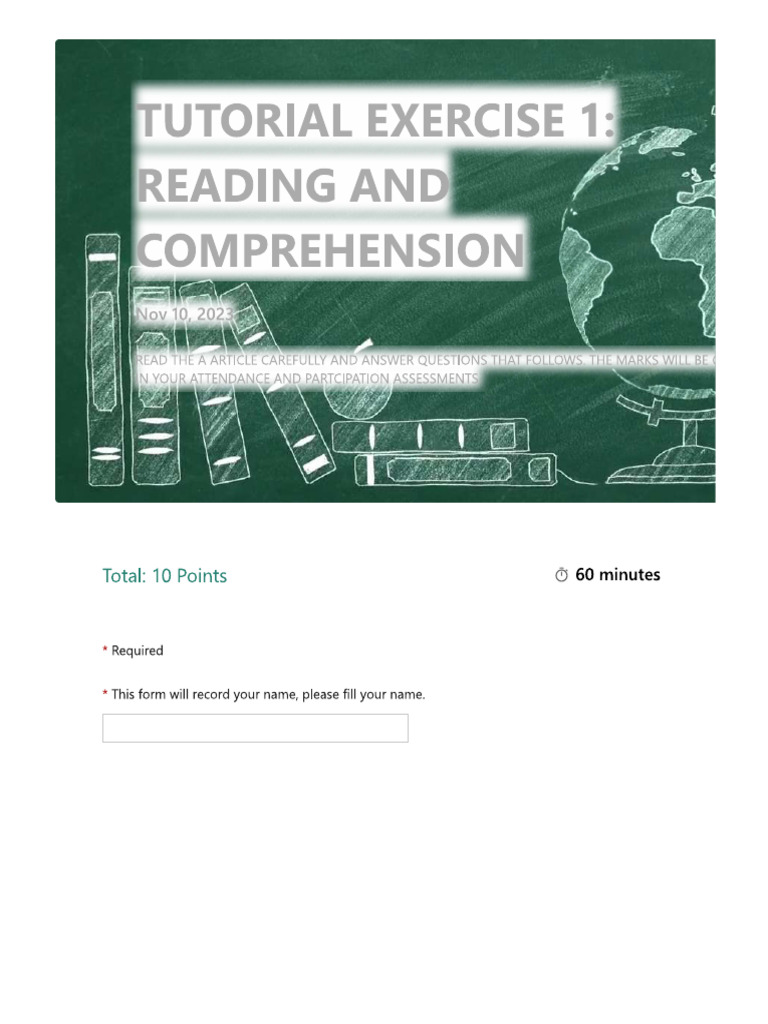 Readding Exercise 1 | PDF