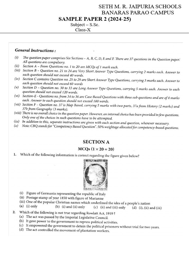 S.ST Test Paper X | PDF