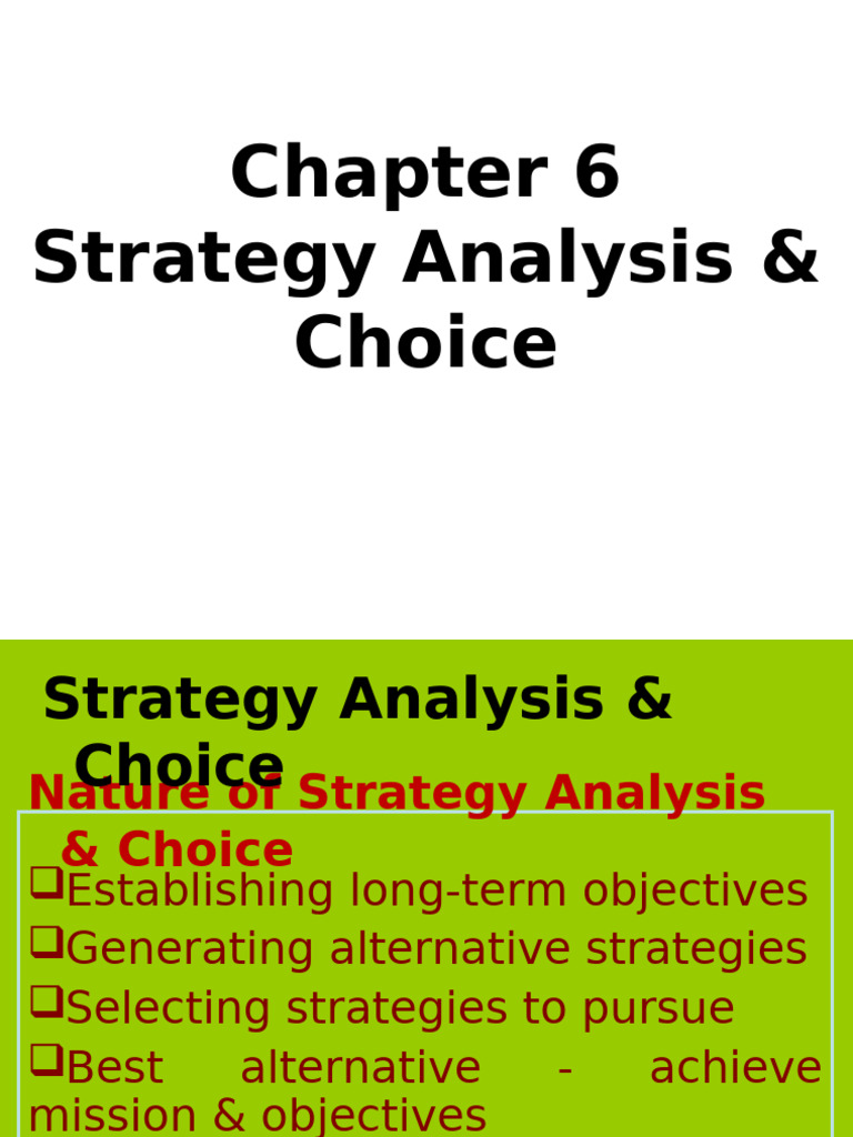 Strategy PPT Ch VI-1 | PDF | Swot Analysis | Business Economics