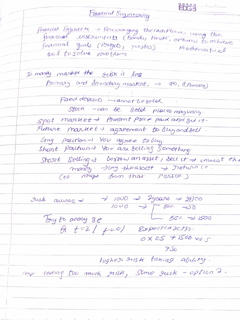 Financial Engineering and Structure Finance Notes - Anirvan | PDF