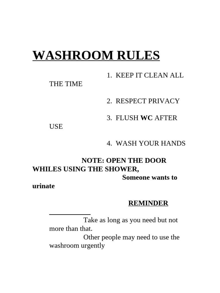 Washroom | PDF