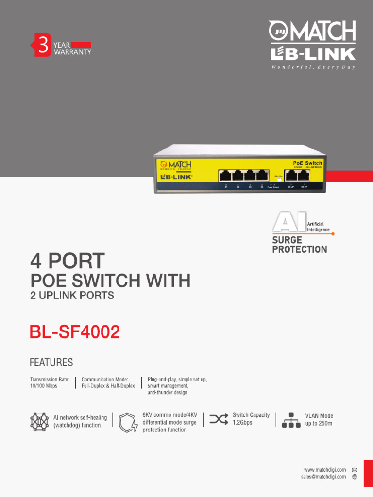 4_Port_PoE_Switch_Datasheet_4227adfa-b579-4f9b-8bd2-70c19ed2d102 | PDF
