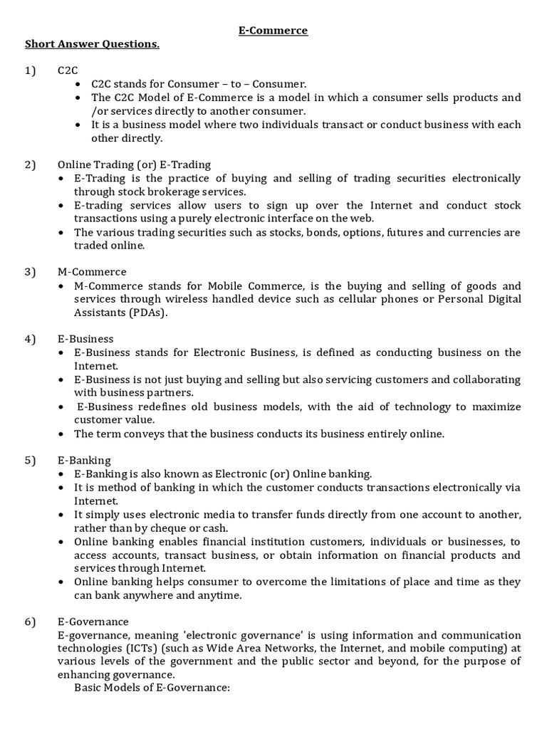Key E-Commerce Concepts Explained | PDF | Electronic Data Interchange ...