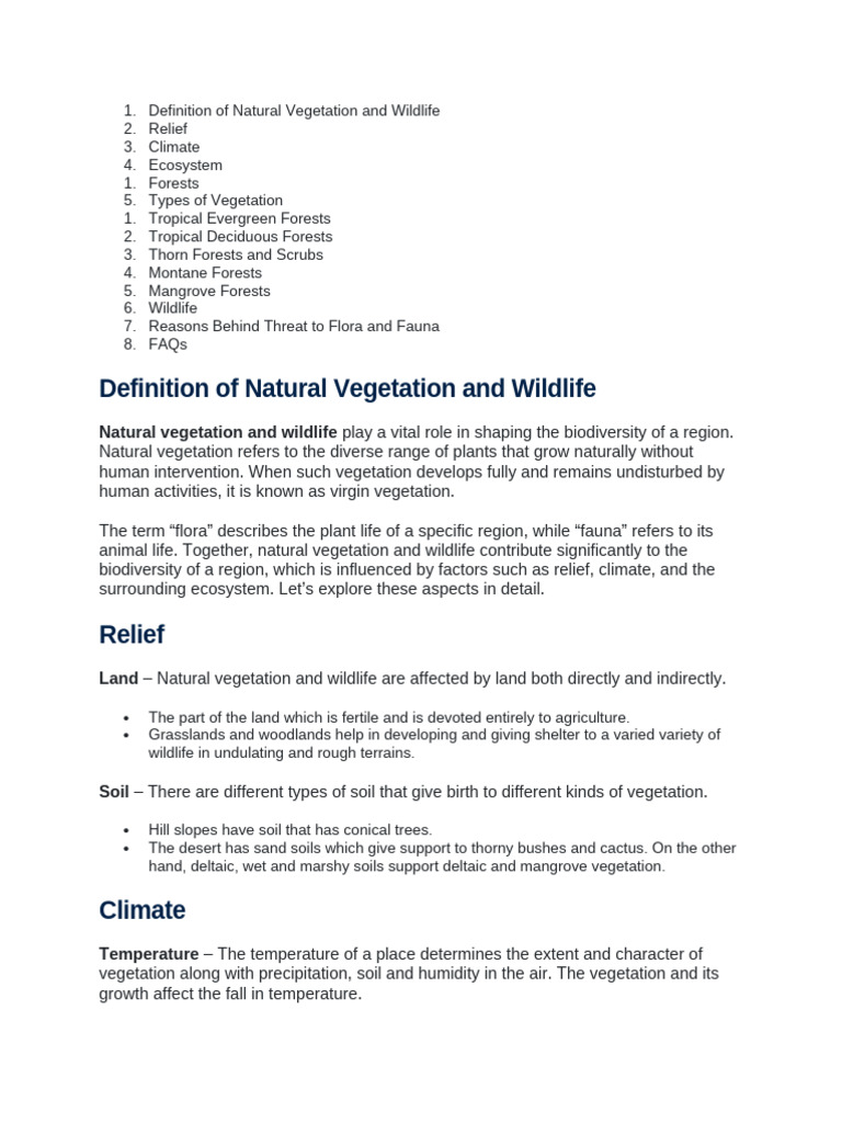 Natural Vegetation and Wildlife Blog | PDF | Forests | Vegetation