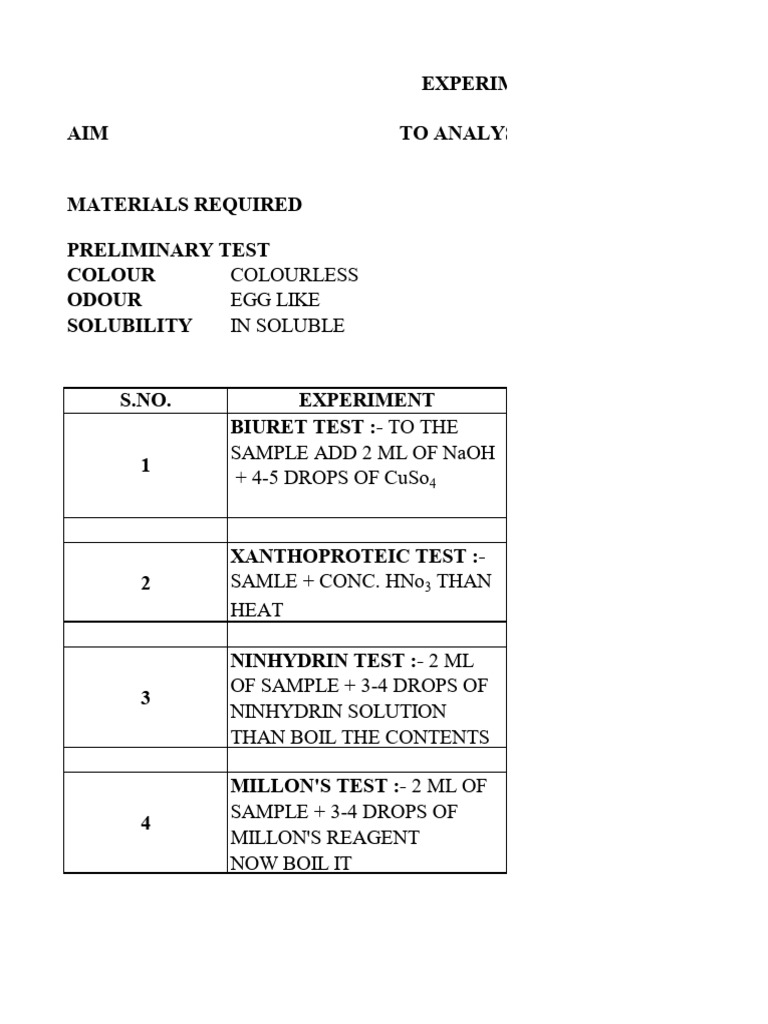 Test of Protein 8 | PDF