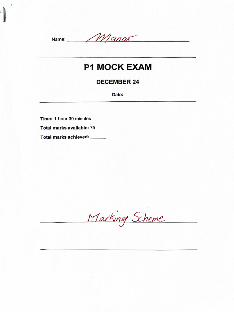 P1 Mock Exam Dec 24 Pdf