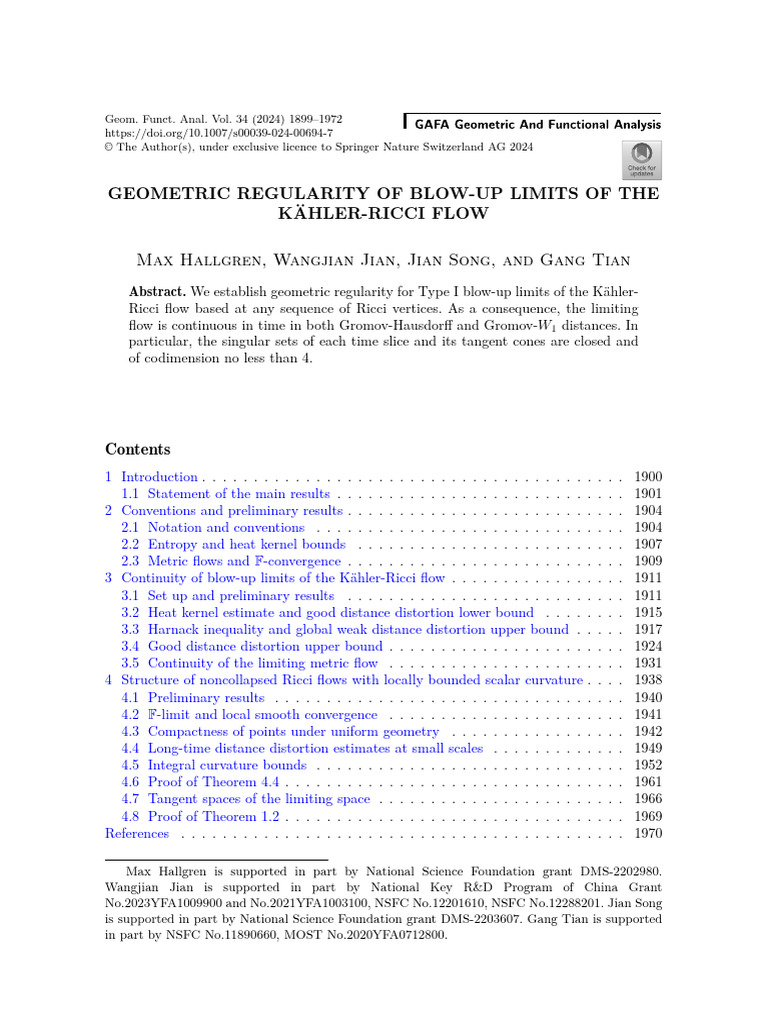 Geometric Regularity of Blow-Up Limits of The Kahler-Ricci Flow | PDF ...