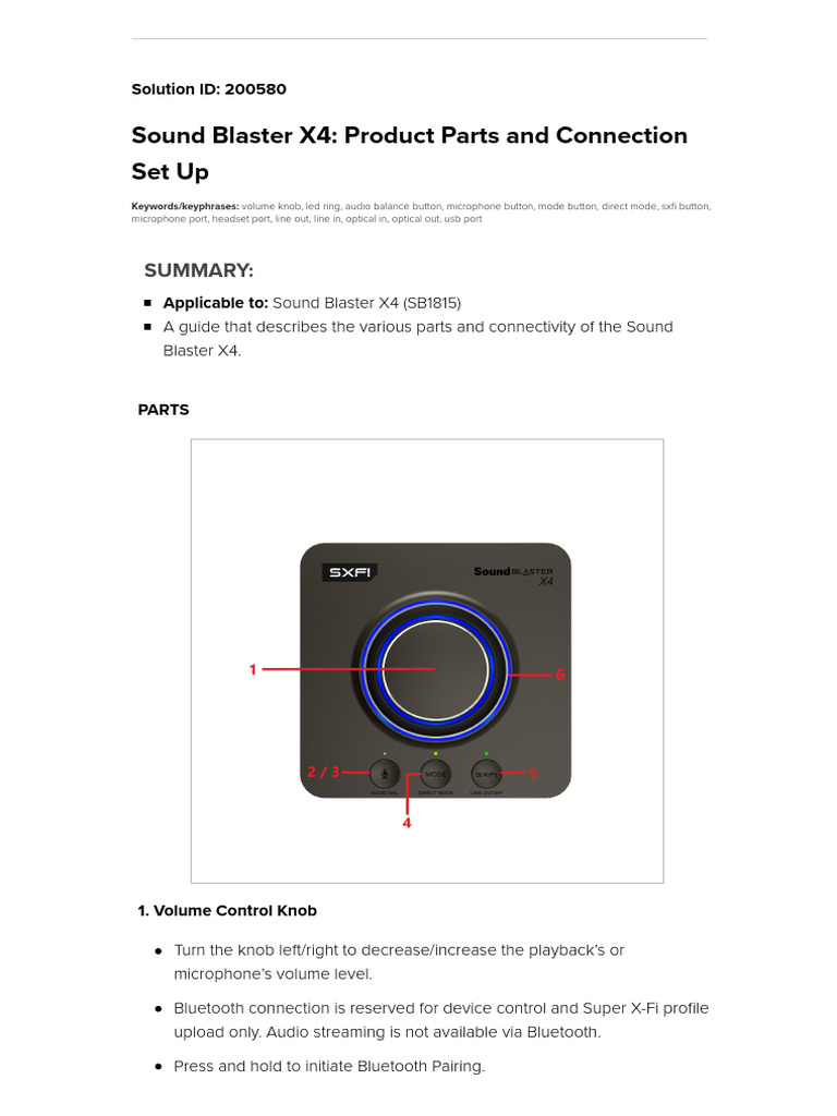 Sound Blaster X4 Setup Guide | PDF | Headphones | Sound Production