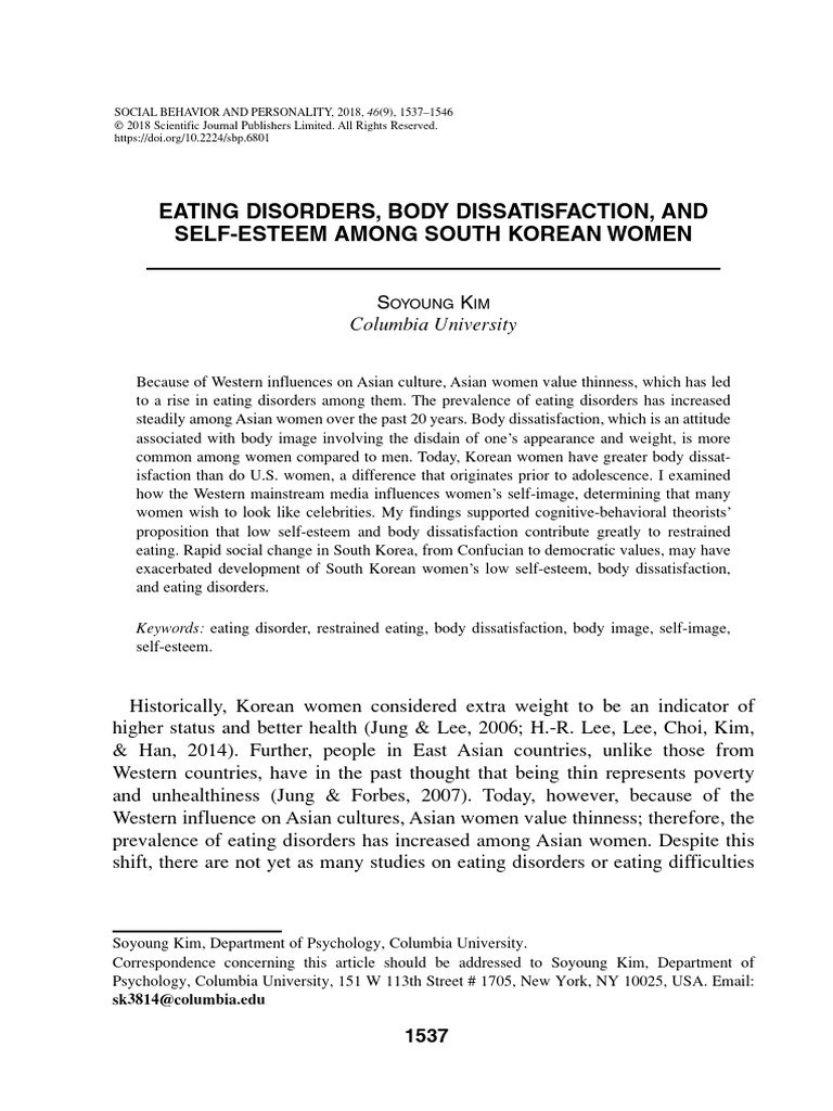 Eating Disorders and Body Image in Korea | PDF | Eating Disorder | Body ...