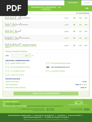 Szerencsejáték online regisztráció képernyőképe