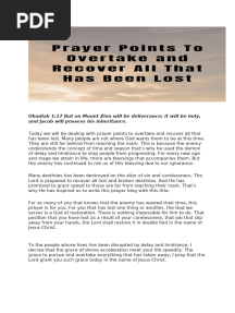 Prayer Points to Overtake and Recover All That Has Been Lost