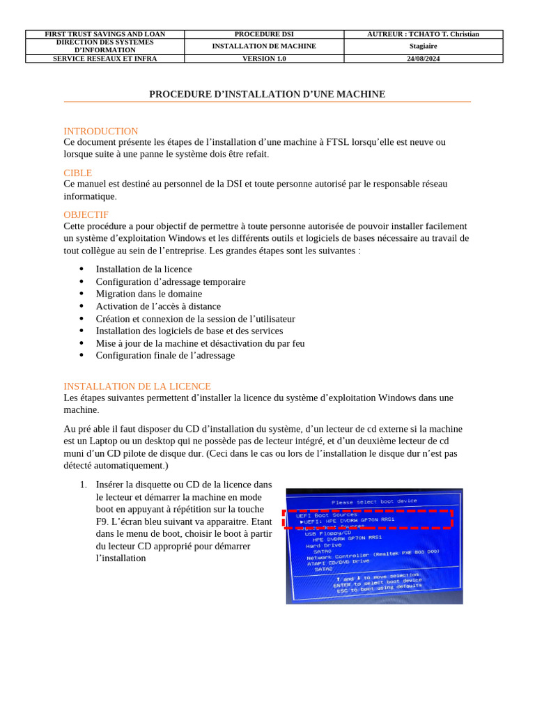 Procédure d'Installation de Machine | PDF | Démarrage d'un ordinateur ...