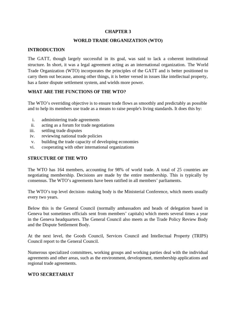 Chapter 3 - World Trade Organization | PDF | World Trade Organization ...