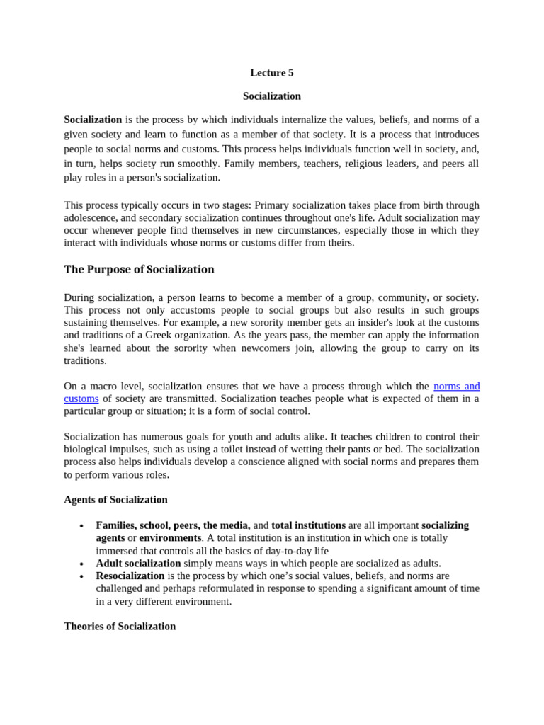 Lecture 5-1 soc | PDF | Socialization | Social Psychology