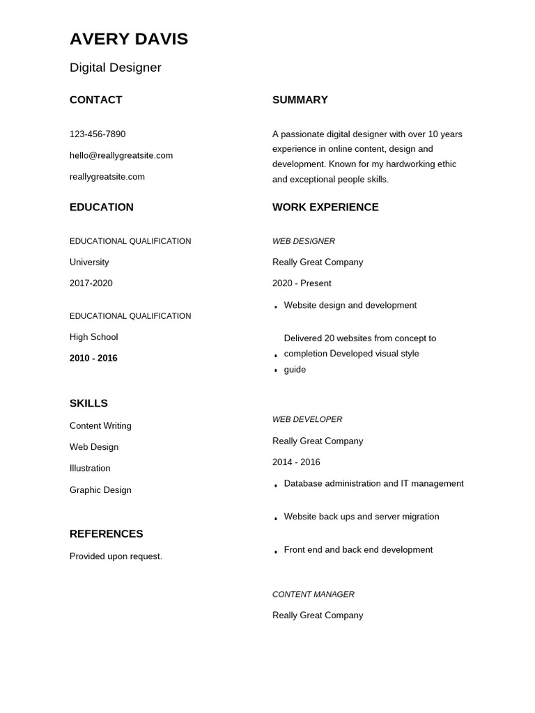 Digital Designer Resume Example | PDF